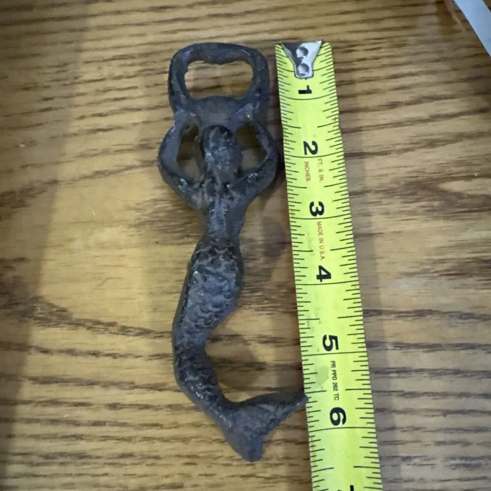 Vtg Cast Iron Mermaid Bottle Opener 6 Inch Nautical Sailing Man Cave Tiki Bar